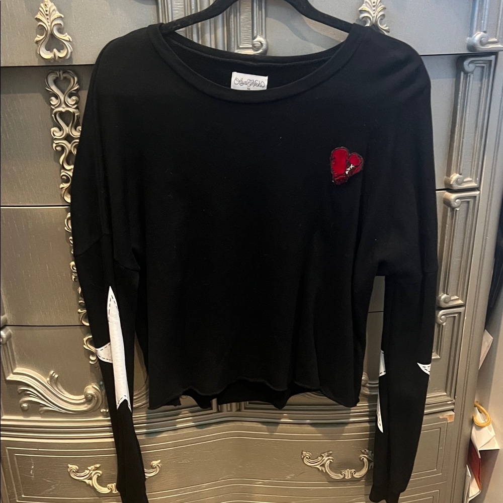 Lauren Moshi Black Top with Heart and Star Details